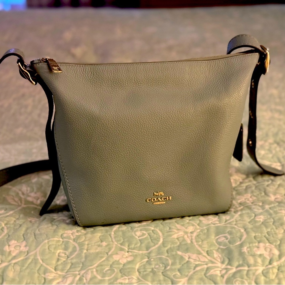 Coach light blue Leather Crossbody Bag with Black Hardware